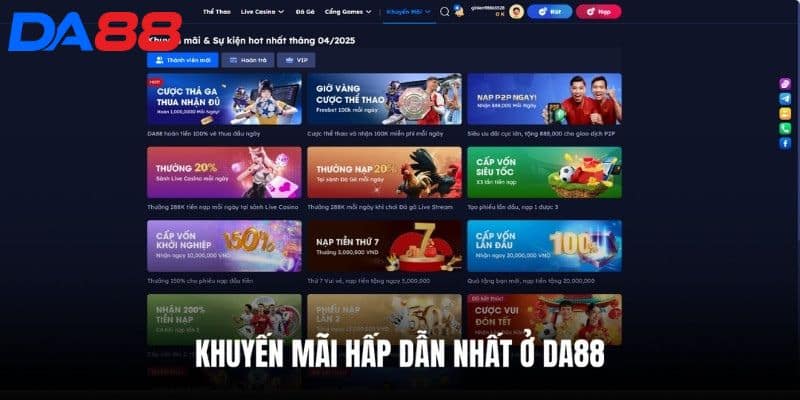 Top 5 chương trình ưu đãi hot nhất tại DA88