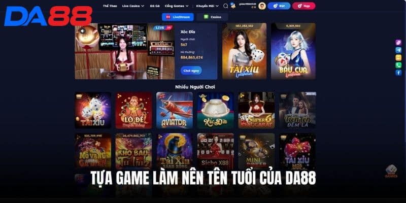 Danh sách các tựa game nổi bật tại DA88